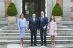 28-04-2022 Madrid Queen Letizia and King Felipe during a meeting with the president of Bulgaria, Rumen Radev, and Mrs. Desislava Radeva at the Zarzuela palace in Madrid.

No Spain

© PPE/Thorton