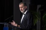 02-12-2022 USA King Felipe VI of Spain delivers remarks at a gala dinner to commemorate the centennial of Georgetown University's Masters of Science in Foreign Service program, at the United States Institute of Peace, in Washington, DC, USA.

© PPE/Thorton/pool