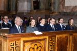 24-02-2024 Sweden King Carl XVI Gustaf and Queen Silvia and Crown Princess Victoria and Prince Daniel and Prince Carl Philip and Princess Sofia attend the peace prayer in the Palace Church at the royal palace.

© PPE/ddp/stella/brunzell